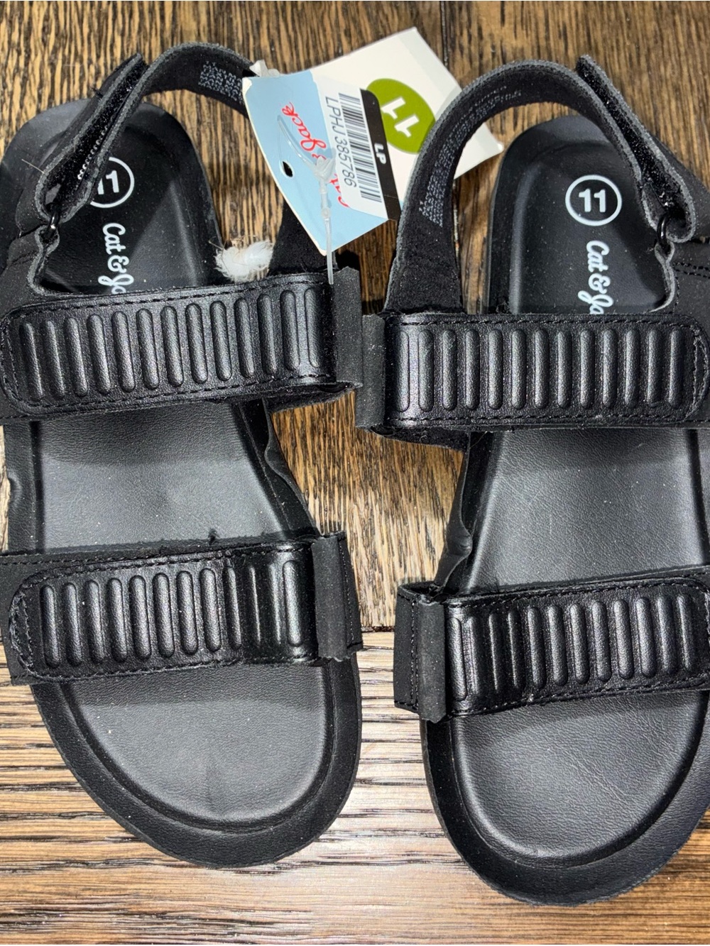 Cat & Jack Black Kids' Adjustable Hook-and-Loop Sandals